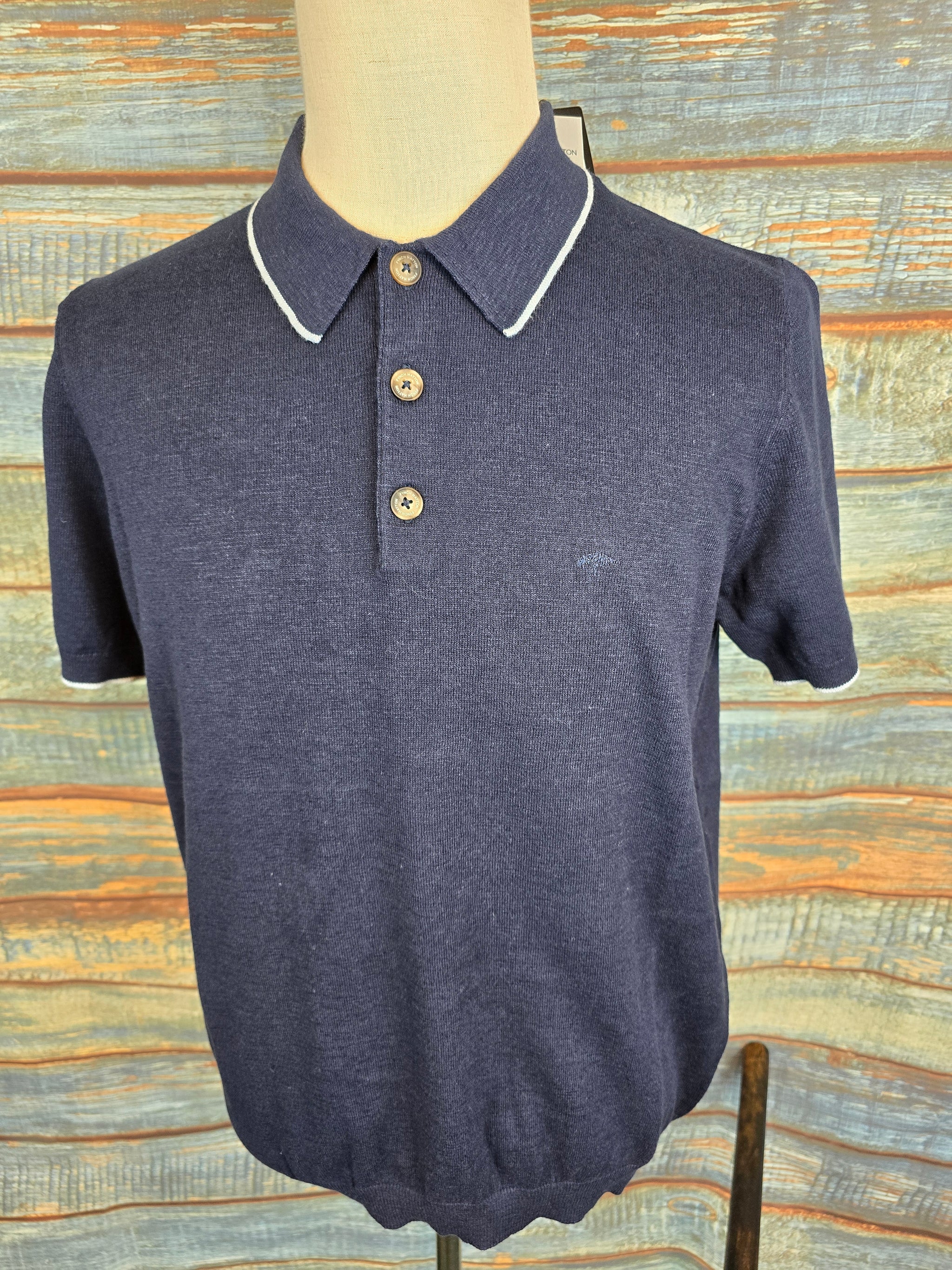 FYNCH HATTON Knitted Cotton and Linen Polo Shirts