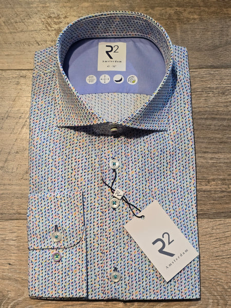 R2 - Amsterdam Long Sleeve Micro Print Shirt