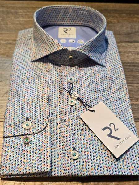 R2 - Amsterdam Long Sleeve Micro Print Shirt