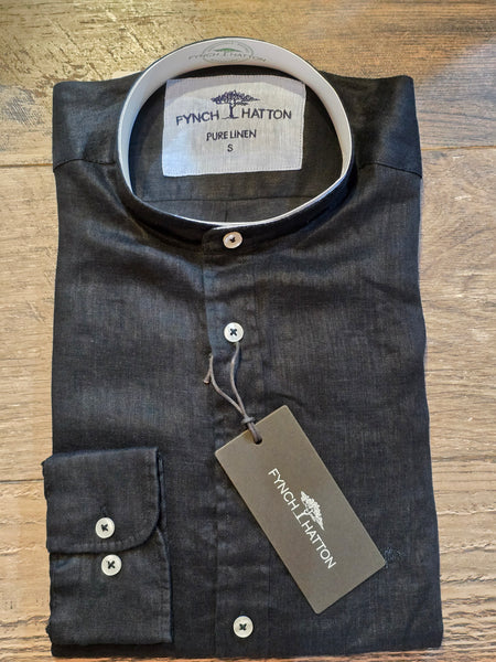 FYNCH-HATTON Pure Linen grandad collar shirt