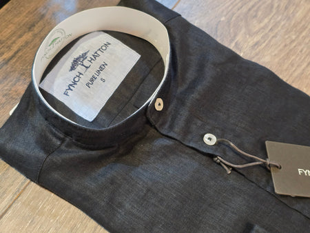 FYNCH-HATTON Pure Linen grandad collar shirt