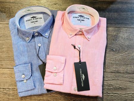FYNCH-HATTON Long Sleeve Pure Linen Button down shirt