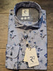 R2 - Amsterdam Long Sleeve Blue Linen Flower Print Shirt