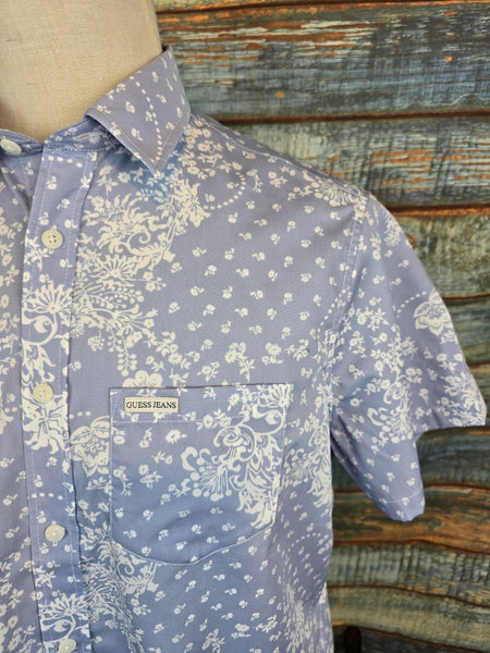 Guess Jeans Short Sleeve Regular Fit light blue print Shirt