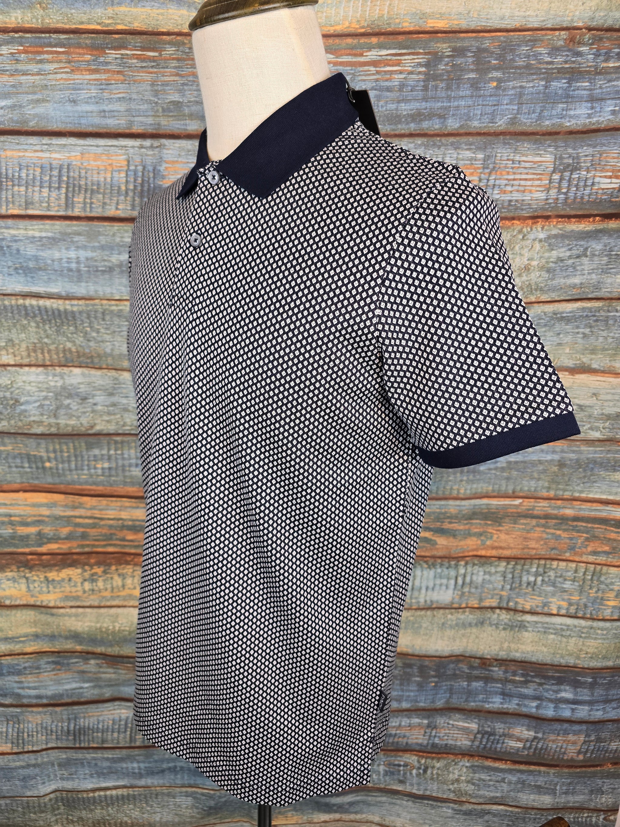 FYNCH HATTON Mercerized Cotton Jacquard Polo Shirt