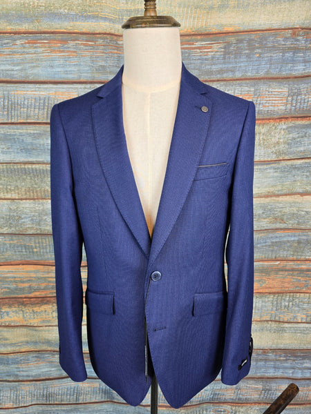 Remus Uomo Navy Slim Fit Checked Stretch Suit