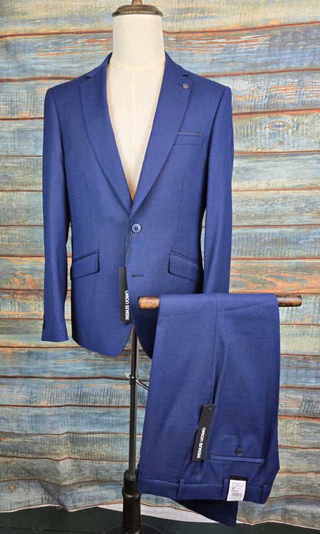 Remus Uomo Navy Slim Fit Checked Stretch Suit