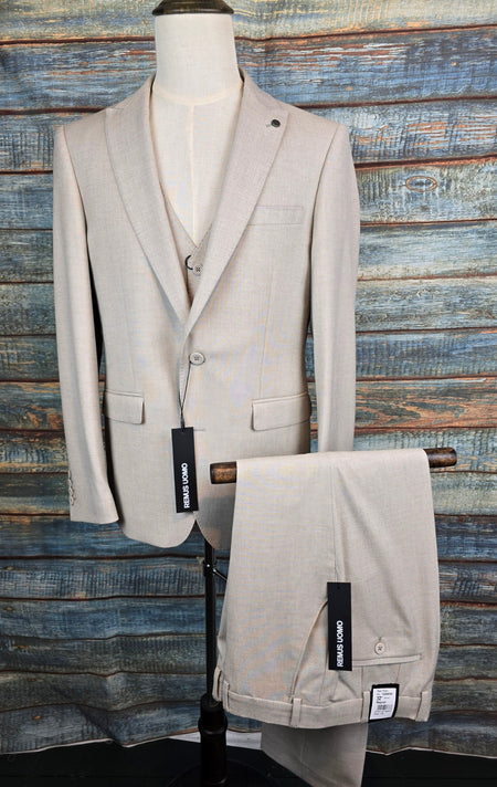Remus Uomo Stone Tapered Fit 3 Piece Stretch Suit