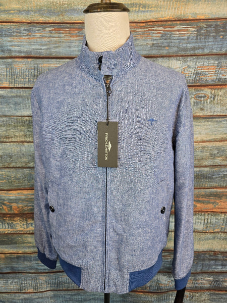 FYNCH-HATTON Light Blue Linen Melange Harrington Blouson