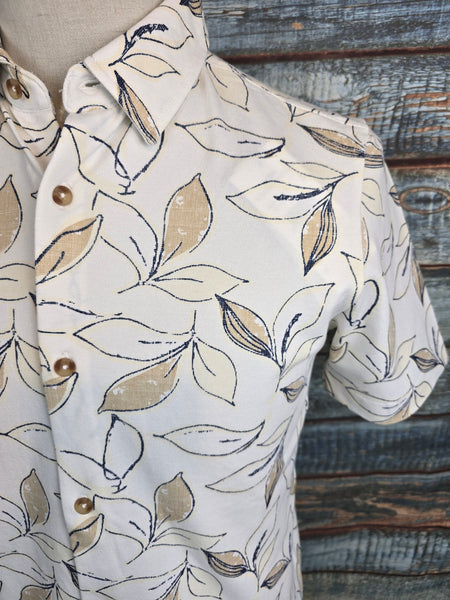 FYNCH-HATTON Short Sleeve Piqué Leaf Print Shirt