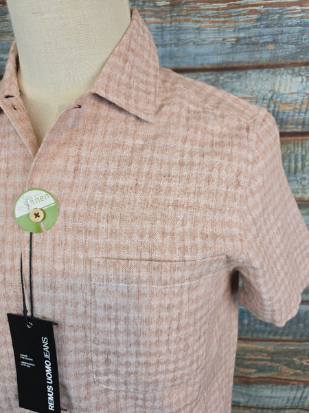 Remus Uomo Tapered Fit Cotton-Linen Short Sleeve Shirt
