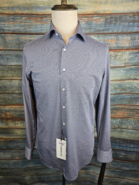 Roy Robson slim fit stretch Navy Geometric print Shirt