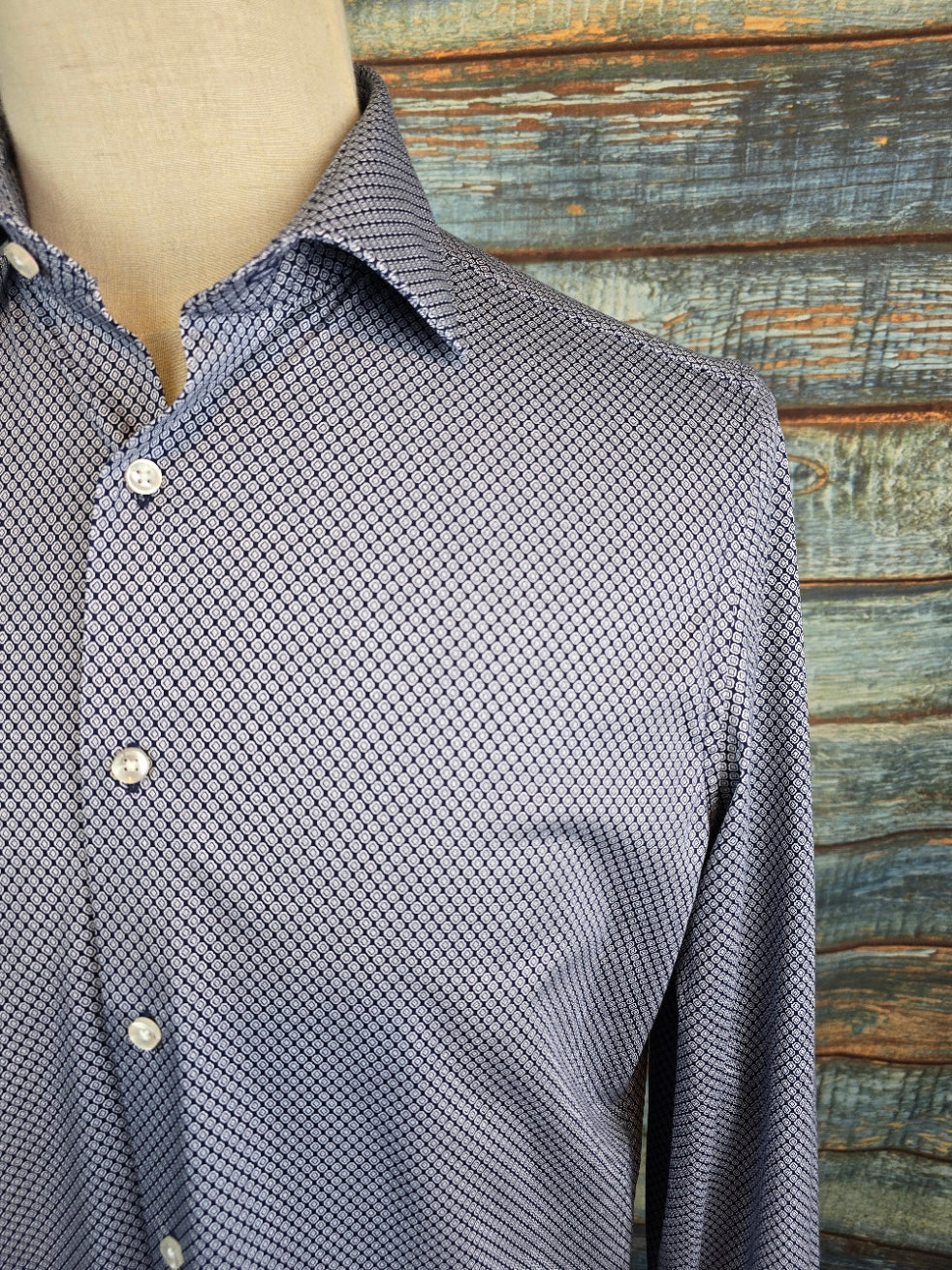 Roy Robson slim fit stretch Navy Geometric print Shirt