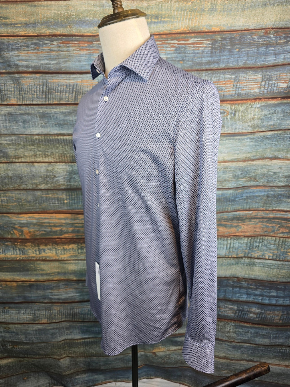 Roy Robson slim fit stretch Navy Geometric print Shirt