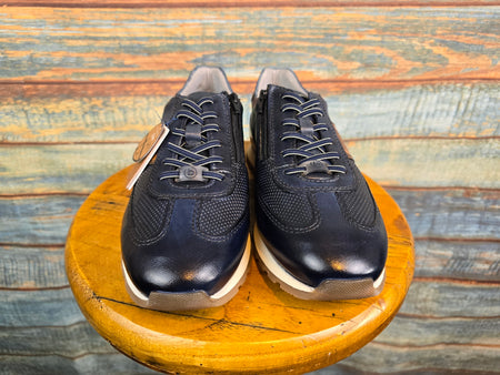 Bugatti Summer Navy Leather Sneaker with side Zip