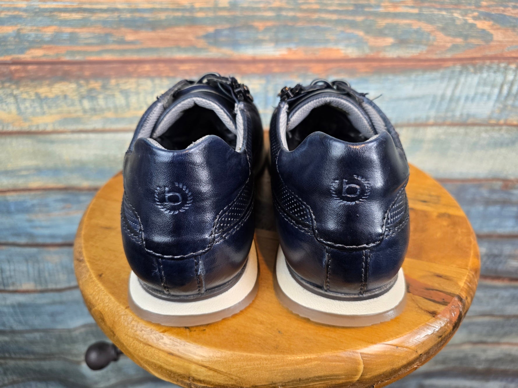 Bugatti Summer Navy Leather Sneaker with side Zip