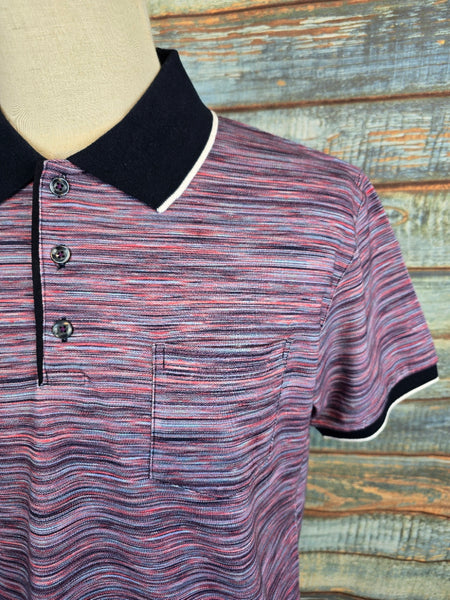 MONTECHIARO Cotton Multi Stripe Purple Polo Shirt