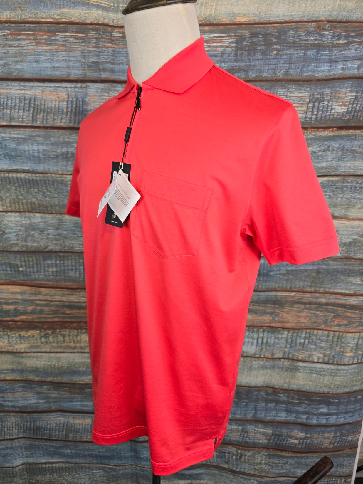 MONTECHIARO Mercerised Cotton 1/4 Zip Polo Shirt