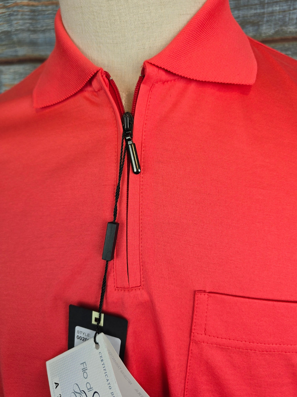 MONTECHIARO Mercerised Cotton 1/4 Zip Polo Shirt