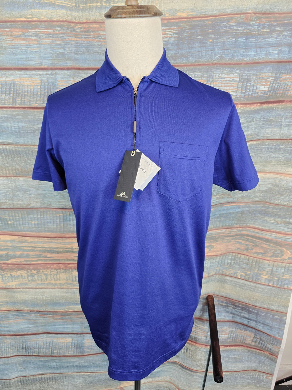 MONTECHIARO Mercerised Cotton 1/4 Zip Polo Shirt