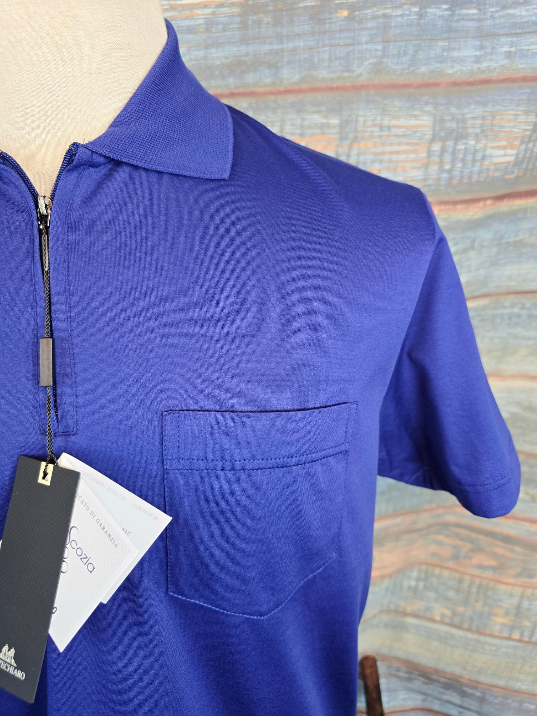 MONTECHIARO Mercerised Cotton 1/4 Zip Polo Shirt