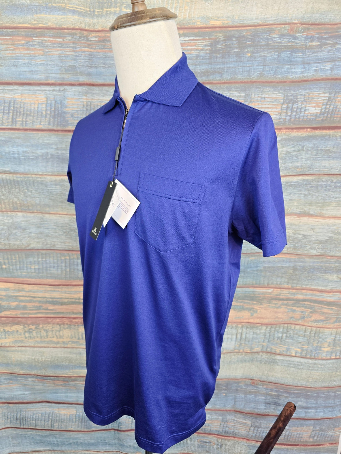 MONTECHIARO Mercerised Cotton 1/4 Zip Polo Shirt