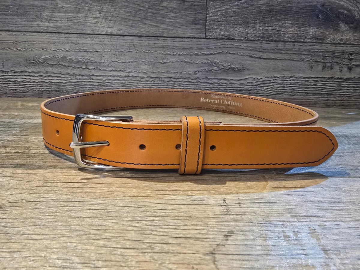 Retreat Clothing Handmade 32mm Bright Tan Leather Dress Belt
