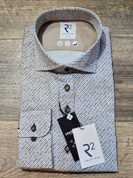 R2 - Amsterdam Long Sleeve Micro Print Dobby Shirt