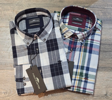 FYNCH-HATTON Winter Check Button Down Shirts