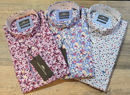 FYNCH-HATTON Winter Floral Button Down Shirts