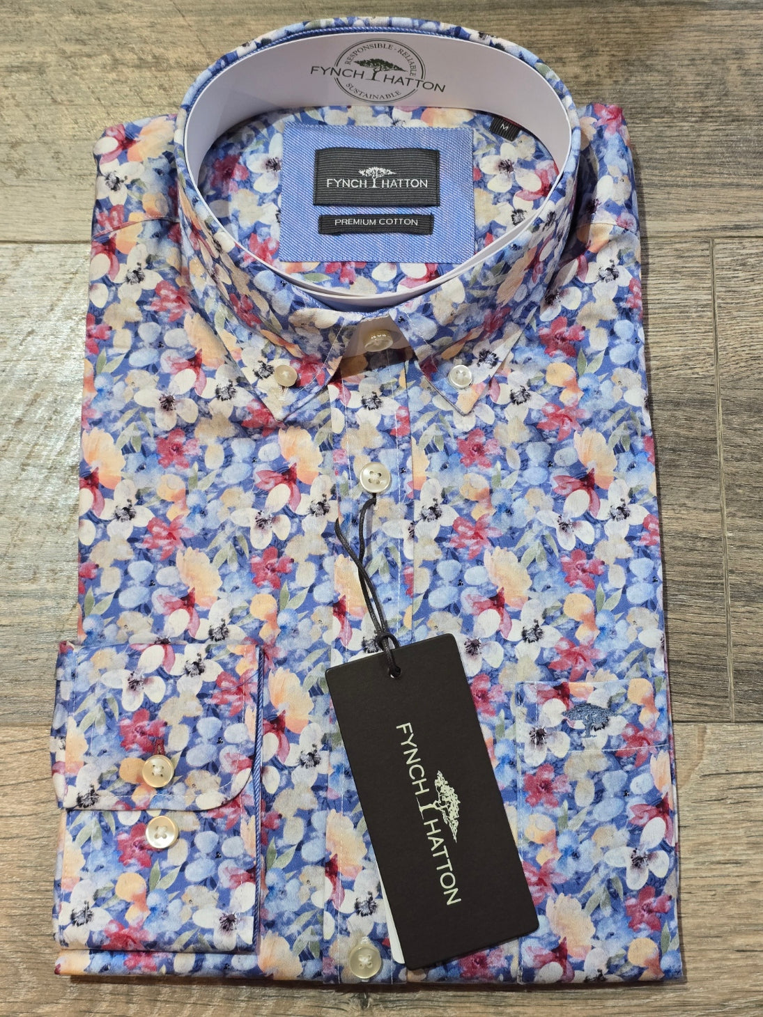 FYNCH-HATTON Winter Floral Button Down Shirts