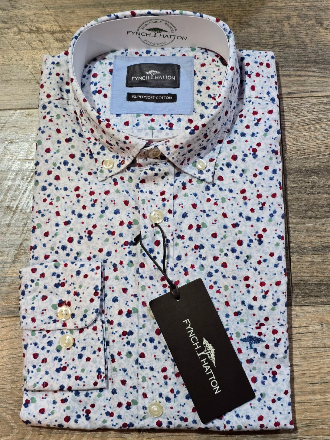 FYNCH-HATTON Winter Floral Button Down Shirts
