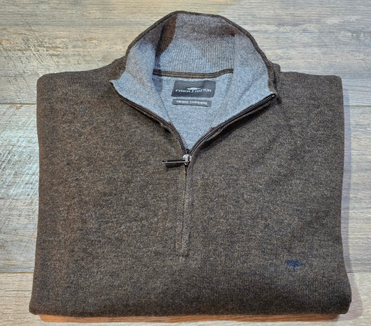 FYNCH-HATTON Merino Wool Cashmere 1/4 Zip Knit