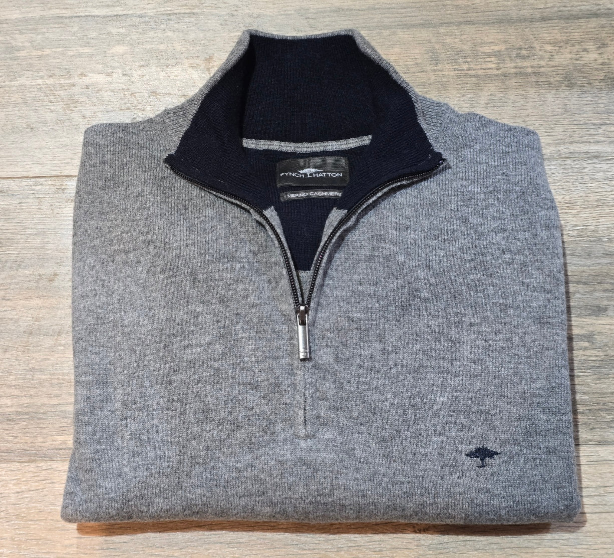 FYNCH-HATTON Merino Wool Cashmere 1/4 Zip Knit
