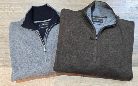 FYNCH-HATTON Merino Wool Cashmere 1/4 Zip Knit