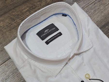 FYNCH-HATTON Washed Oxford Kent Collar Shirt White
