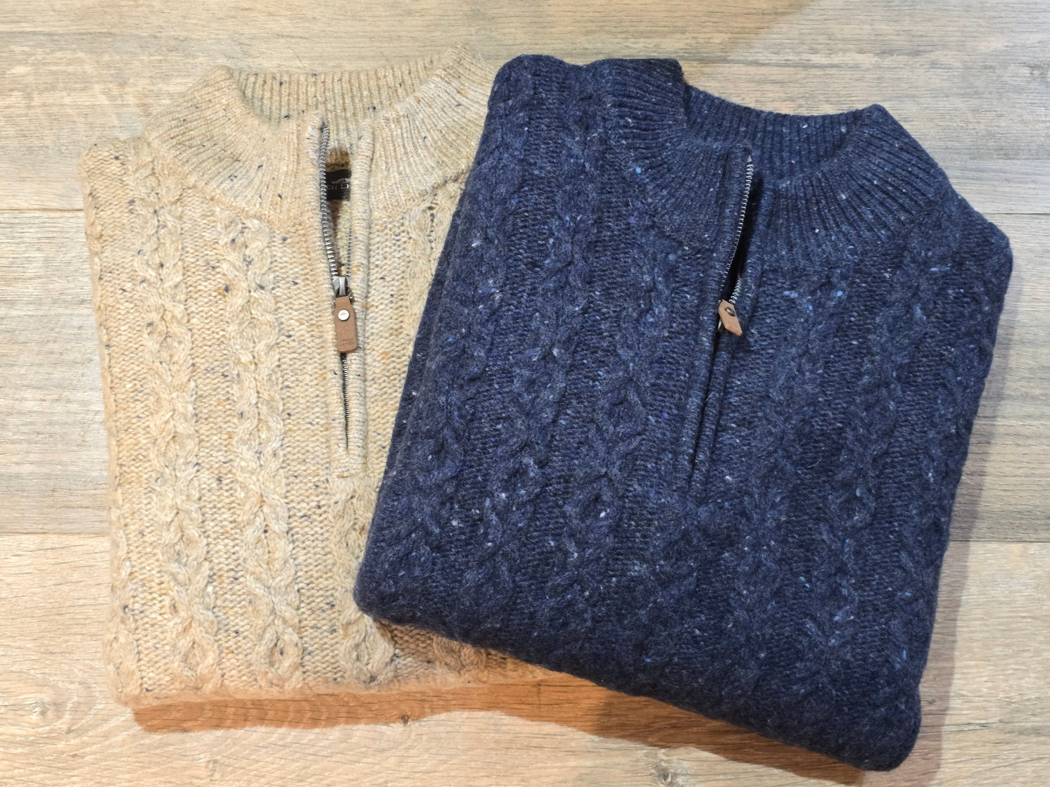 FYNCH-HATTON 1/4 ZIP CABEL KNIT DONEGAL SWEATER