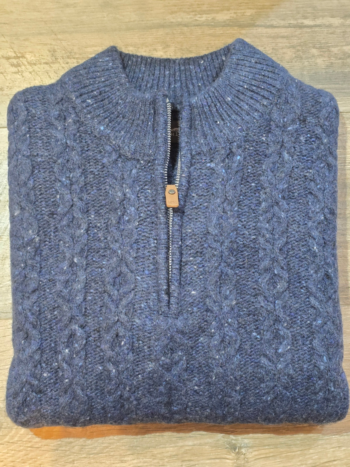 FYNCH-HATTON 1/4 ZIP CABEL KNIT DONEGAL SWEATER