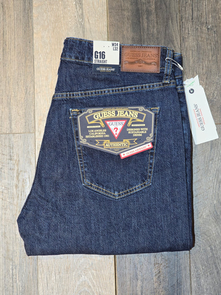 Guess Jeans G16 Straight Fit Airwashed Denim - Mid Blue