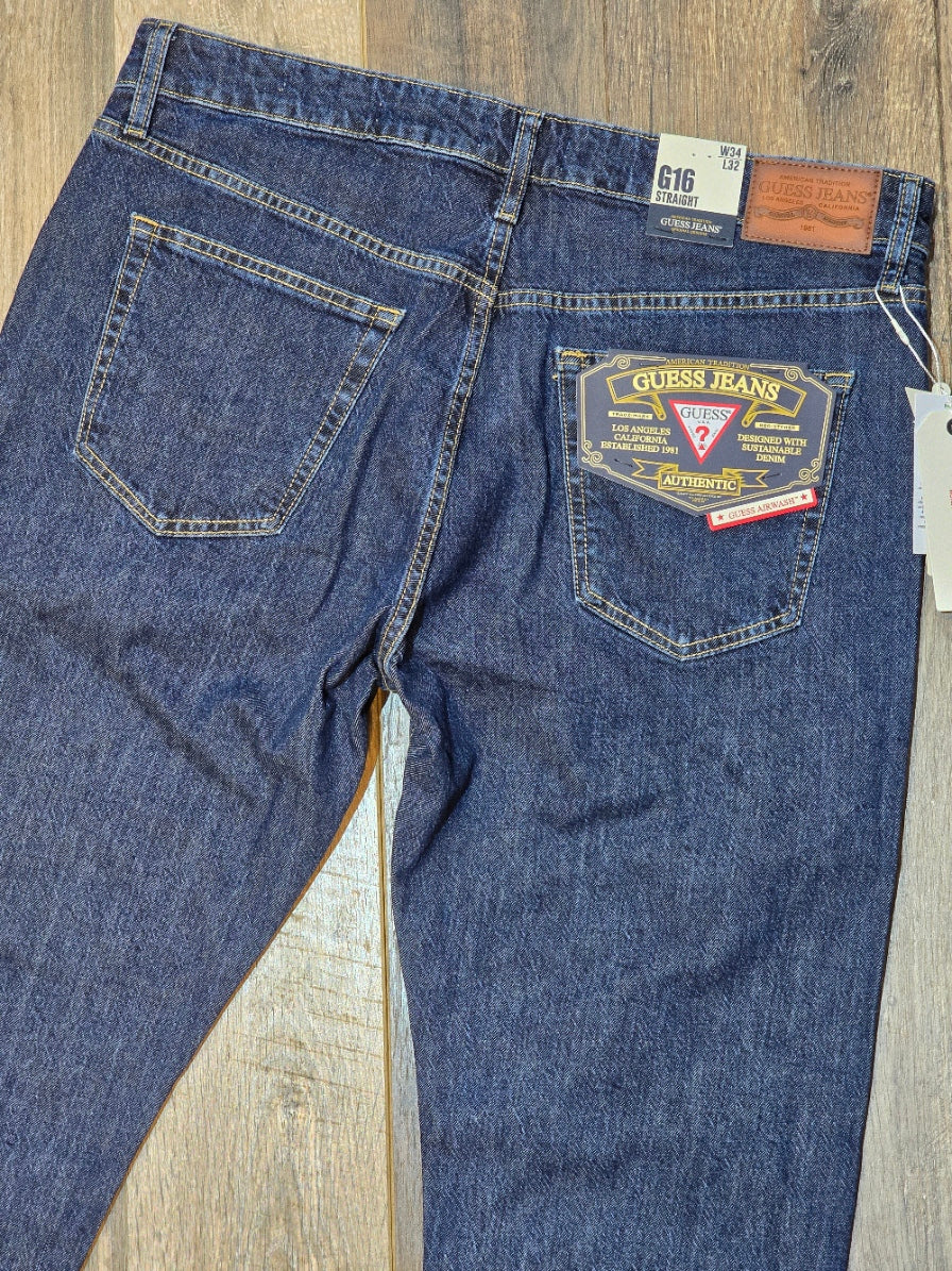 Guess Jeans G16 Straight Fit Airwashed Denim - Mid Blue