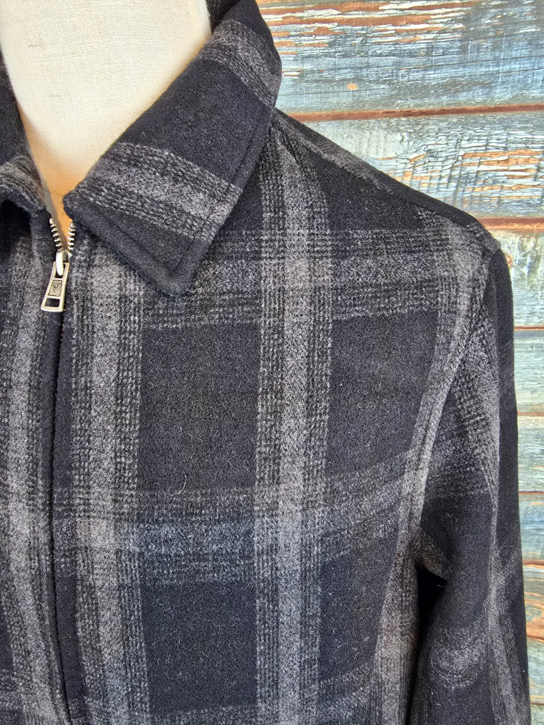 Guess Jeans Winter Plaid Charcoal Jacket