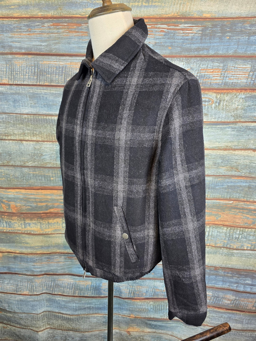 Guess Jeans Winter Plaid Charcoal Jacket