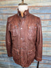 Ashwood Mens Safari Style Leather Jacket Rust Brown