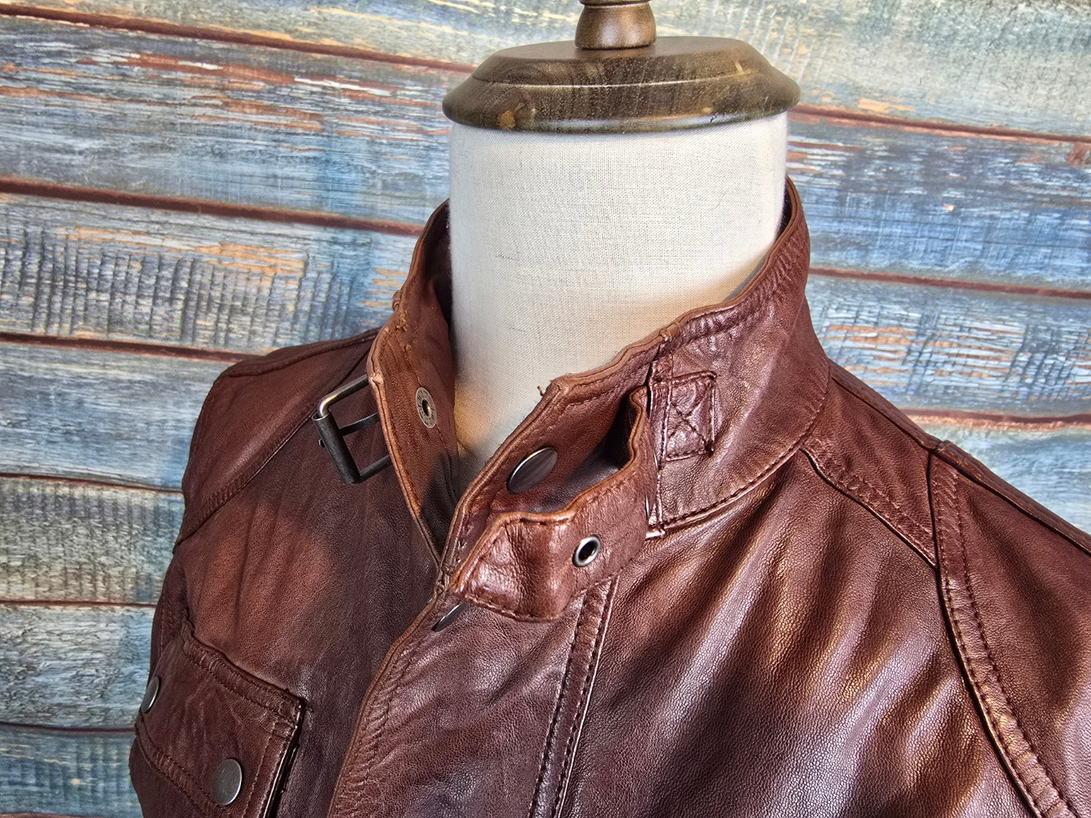 Ashwood Mens Safari Style Leather Jacket Rust Brown