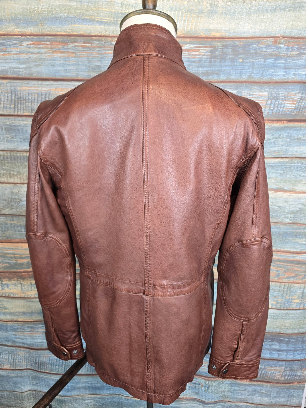 Ashwood Mens Safari Style Leather Jacket Rust Brown