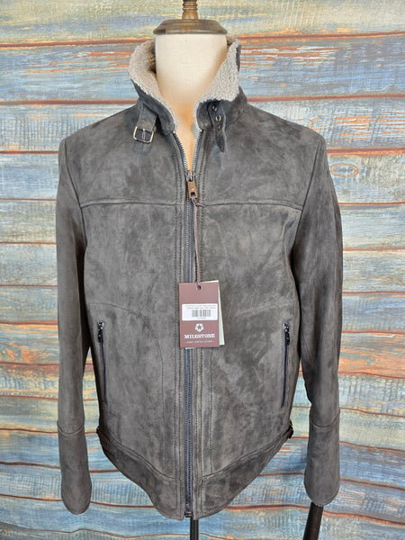 MILESTONE Goat Suede Leather Jacket with Faux Fur Lining