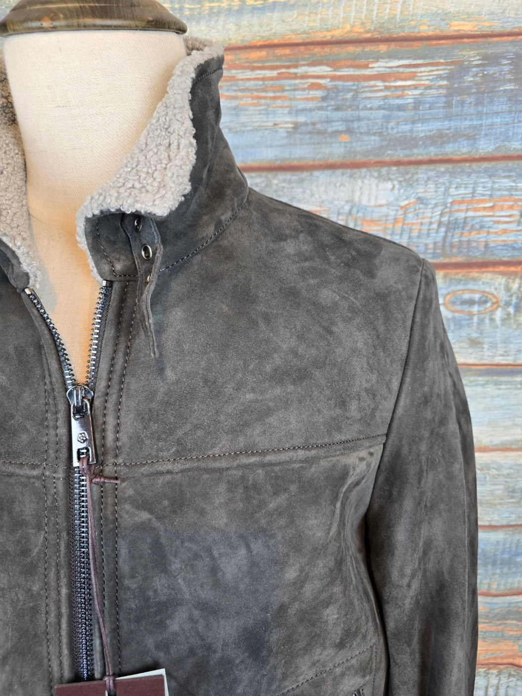 MILESTONE Goat Suede Leather Jacket with Faux Fur Lining
