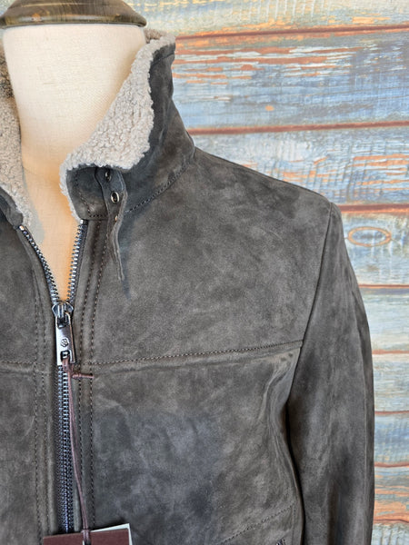 MILESTONE Goat Suede Leather Jacket with Faux Fur Lining