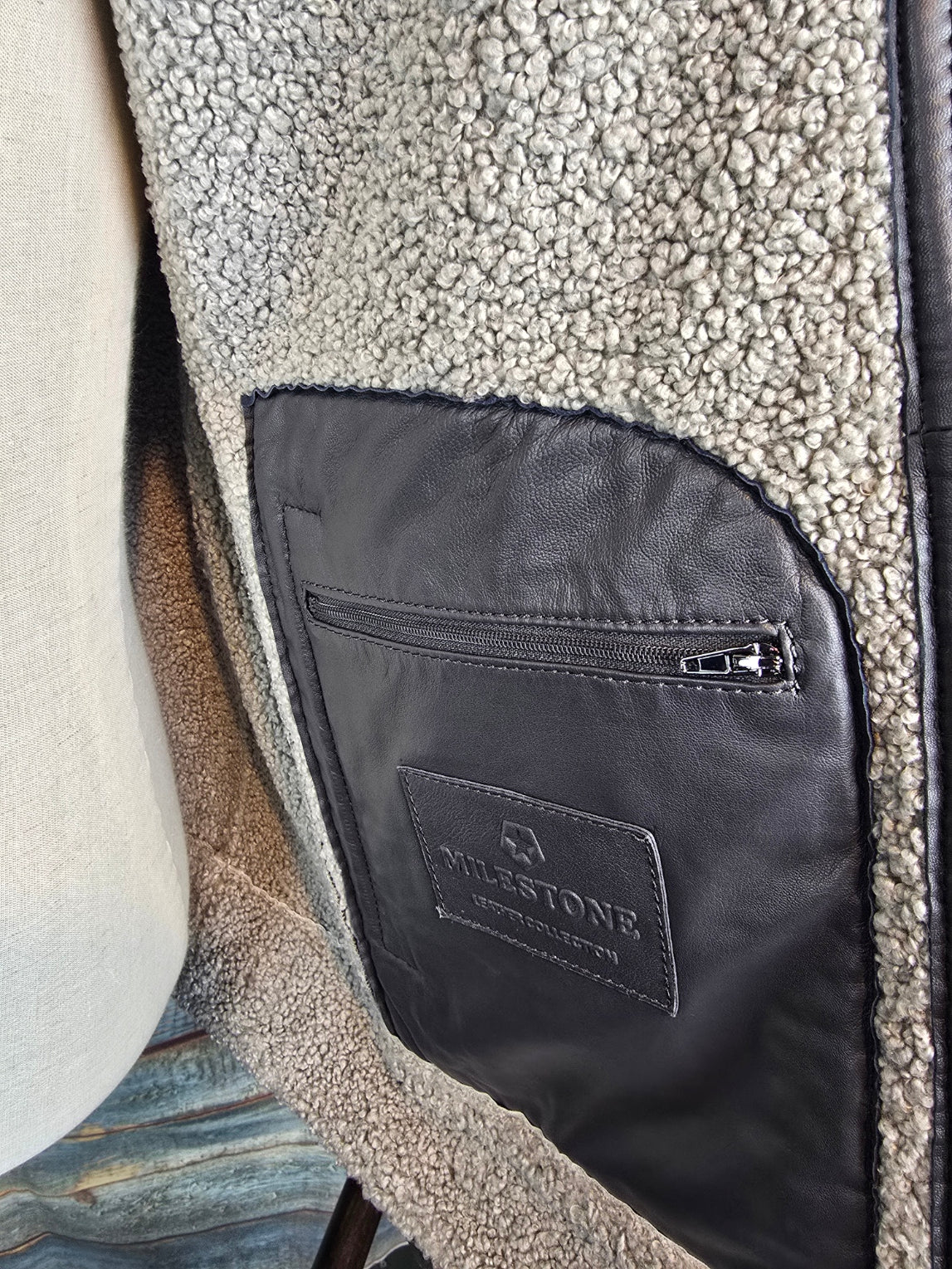 MILESTONE Goat Suede Leather Jacket with Faux Fur Lining