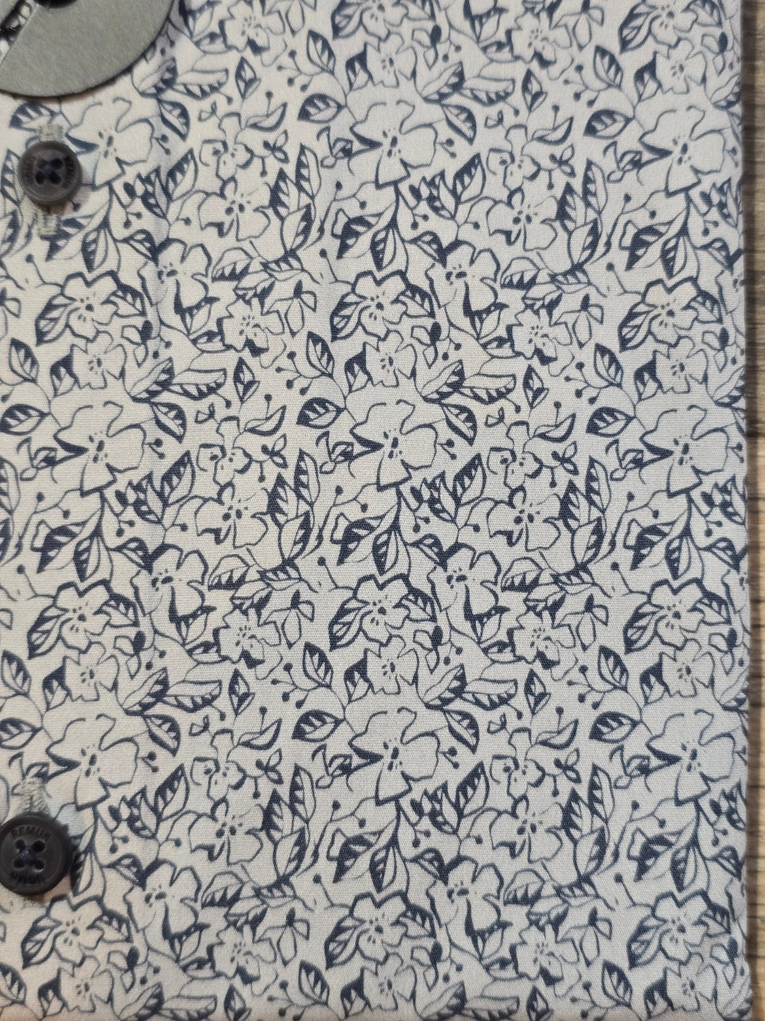 Remus Uomo Tapered Grey flower print cotton shirt